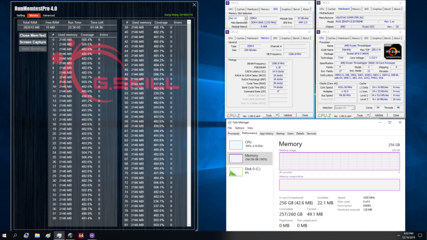 芝奇发表高速低延迟DDR4-3200 CL14 256GB套装